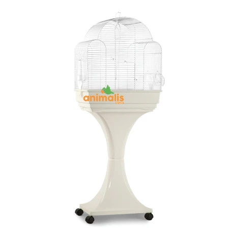 Cage Oiseaux "Aurora" Blanche Avec Support Sur Roulettes - 51x35x129cm 2 Cage Oiseaux "Aurora" Blanche Avec Support Sur Roulettes - 51x35x129cm