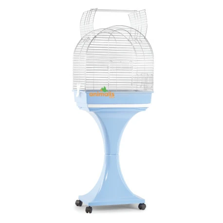 Cage Oiseaux "Monica" Chromée Avec Support Sur Roulettes Bleu - 51x35x129cm 3 Cage Oiseaux "Monica" Chromée Avec Support Sur Roulettes Bleu - 51x35x129cm