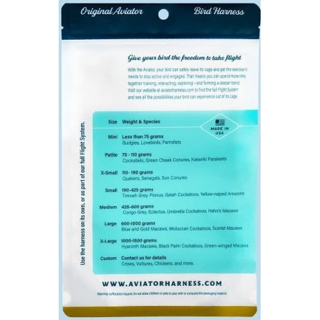Harnais Pour Perroquets Aviator - S/Noir 4 Harnais Pour Perroquets Aviator - S/Noir - Image 2