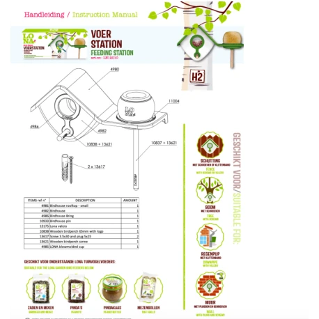 Mangeoire Lona "Voerhuis H2" - Vert 4 Mangeoire Lona "Voerhuis H2" - Vert - Image 2